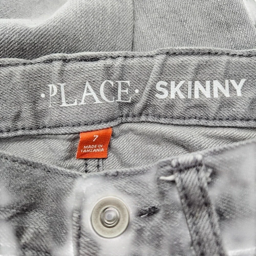 Children's‎ Place Skinny Jeans youth size 7 light gray wash 100% Cotton EUC